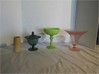 Assorted vases and candy dish