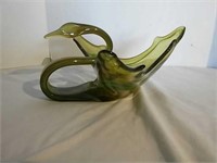 Vintage green swan candy dish