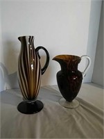 2 Hand blown glass vases
