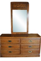 Young Henkel Oak Dresser & Mirror
