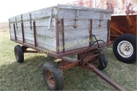 Wagon with hoist on running gear with Wooden Box