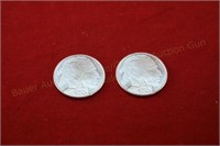 (2) 2015 Buffalo/Indian Troy oz. Silver Rounds