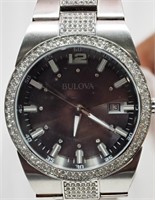 #36 Bulova Mens Crystal Accented Watch