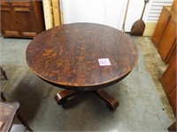 48 inch Round Oak Table on caster wheels