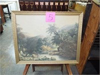Large Nature Scene Painting in Frame