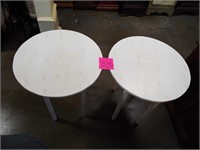 2 Round White painted tables