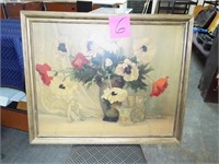 Large Floral Painting in Frame