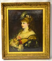 Antique Framed Oil Painting on Canvas-Portrait