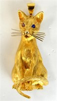 14K Gold Cat Pin/Pendant