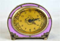 Art Deco Enamel Bronze Clock