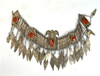 Antique Turkeman Silver Necklace w, Stones