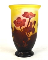 Galle Red & Yellow Art Glass Opalescent Vase
