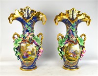 Pr of Old Paris Porcelain Vases
