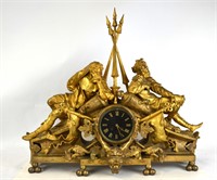 Large French Gilt Bronze Clock