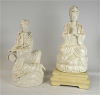 Two Chinese Blanc- De - Chine Guanyin Figures