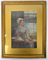 "Joseph Israel" Framed Watercolor Painting w. Girl