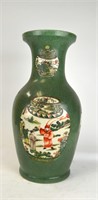Chinese Famille Verte Green Ground Vase