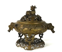 19th Cen. Chinese Bronze Openwork Censer