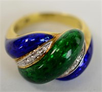 18K Gold Enamel Ring