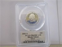 Coin - 2001-S Silver 25¢ Rhode Island PCGS PR69