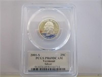 Coin - 2001-S Silver 25¢ Vermont PCGS PR69 DCAM
