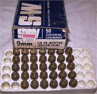 PARTIAL BOX OF 9MM S&W HOLLOW POINT AMMO