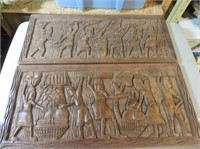Pair of wood carved wall plaques