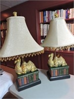 Pair of vintage lamps and shades