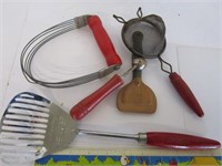 Vintage Red handle utensils