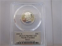 Coin - 2001-S Silver 25¢ North Carolina PCGS PR69