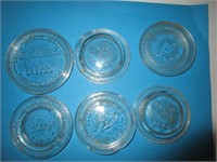 6 Vintage glass top lids for mason jars