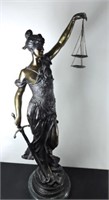 Bronze Greek Lady Blind Scale of Justice Signed