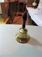 Brass school bell wooden handle