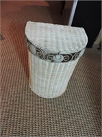 Wicker laundry basket and mirror