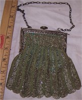 VINTAGE PALE GREEN BEADED PURSE