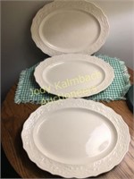 3 antique white stoneware/ironstone platters