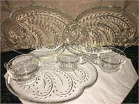 Federal glass 3 snack sets-Wheat pattern