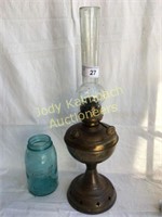 Antique metal oil lamp