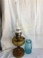 very old merigold glass oil lamp Aladdin globe