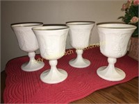 Indiana Glass HARVEST GRAPE 4 milk glass goblets