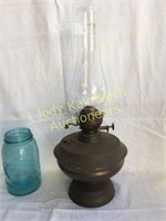 Antique double wick oil lamp