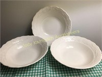 3 antique white stoneware/ironstone bowls