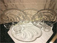 Federal glass 4 snack sets-Wheat pattern