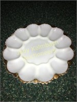 Milkglass deviled egg plate