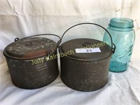 Pair of old tin lunch pails