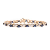 A Lady's 14K Sapphire and Diamond Bracelet