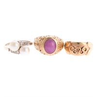 A Trio of Lady's Rings in 14K Gold