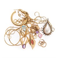 An Assortment of Lady's Gold Jewelry
