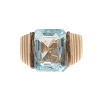 A Lady's Aquamarine Pinky Ring is 14K Gold