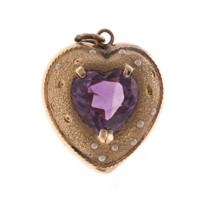 A Heart Shaped Pendant with Amethyst in 14K Gold